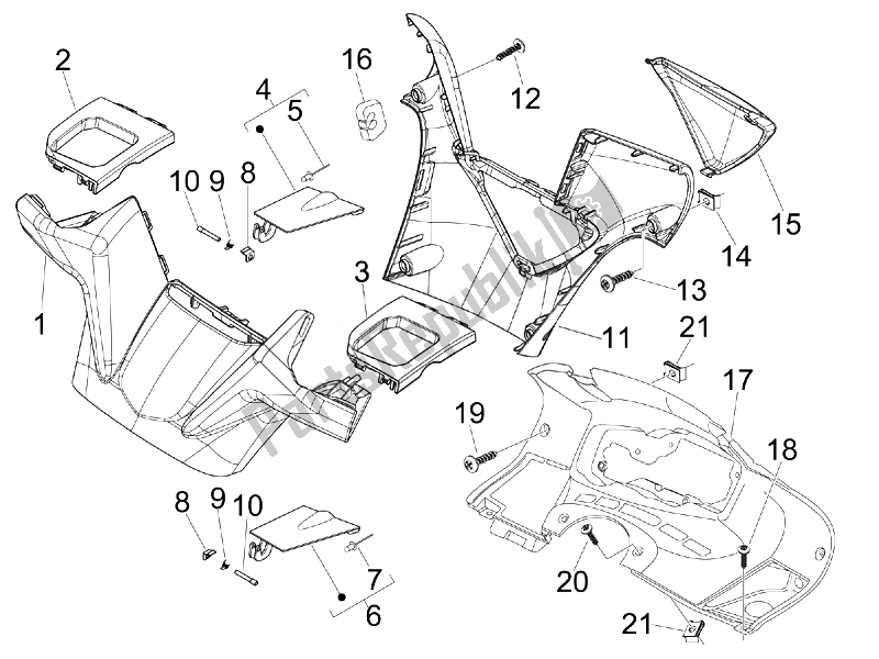 All parts for the Handlebars Coverages of the Aprilia SR MAX 125 2011