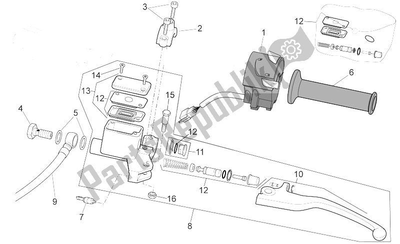 Todas las partes para Lh Controles de Aprilia Sport City 125 200 250 E3 2006