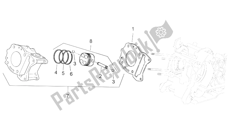 All parts for the Cylinder of the Aprilia Atlantic 125 250 2006