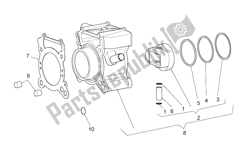 All parts for the Cylinder of the Aprilia Scarabeo 125 200 Light Carb 2007