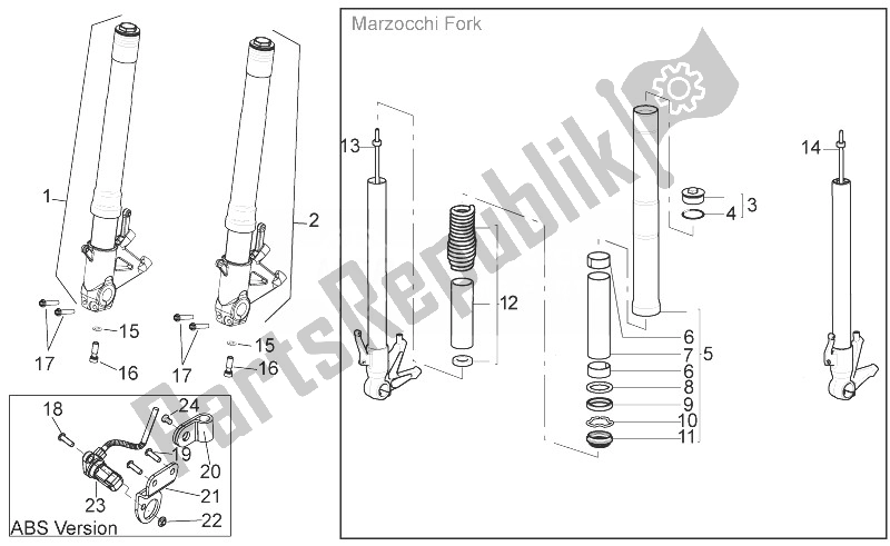 Tutte le parti per il Forcella Anteriore Ii del Aprilia Shiver 750 USA 2011