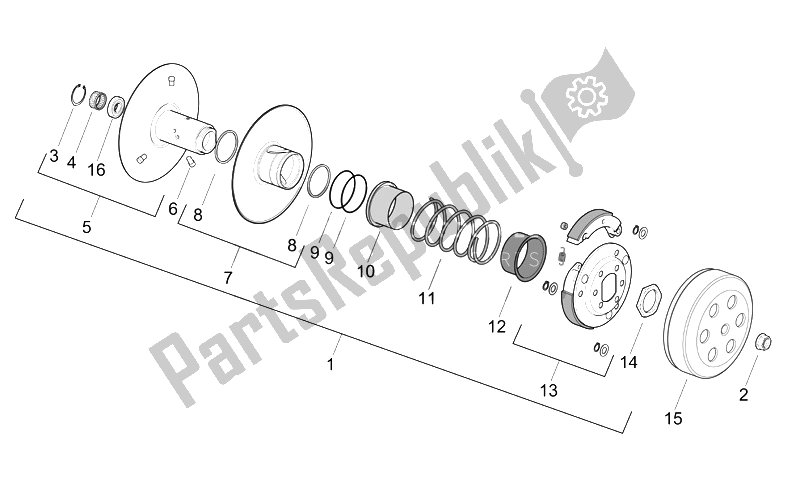 Toutes les pièces pour le Embrayage du Aprilia Scarabeo 50 2T E2 NET 2009