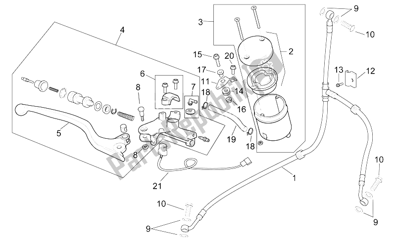 All parts for the Front Master Cilinder of the Aprilia RSV Mille 1000 1998