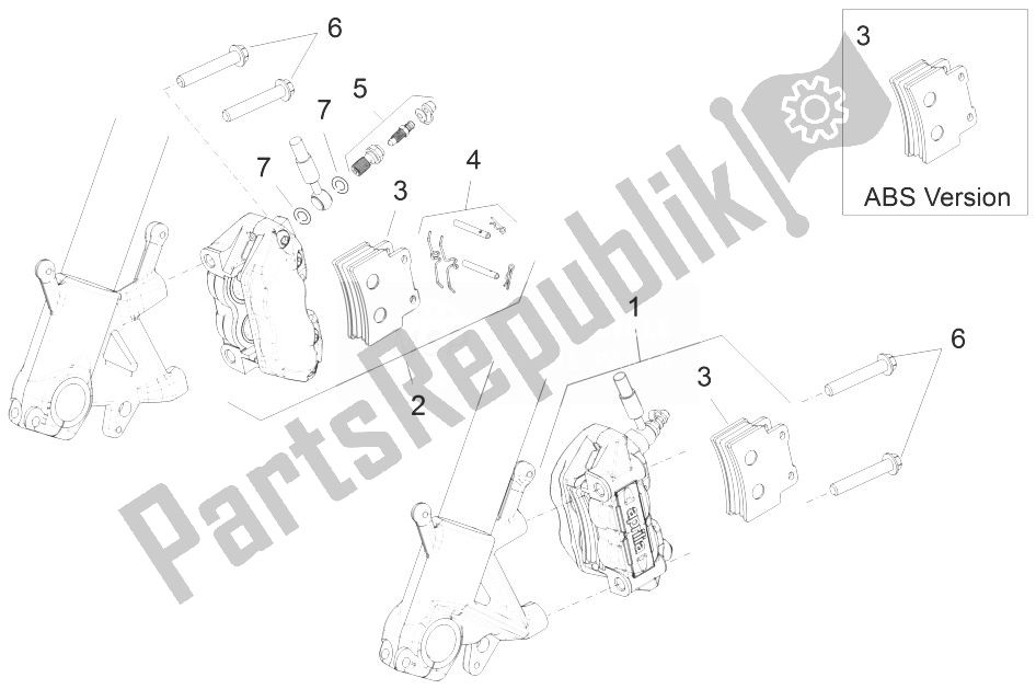 Wszystkie części do Zacisk Hamulca Przedniego Aprilia Shiver 750 USA 2011