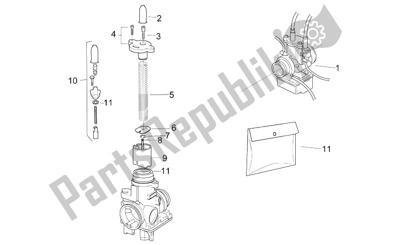 All parts for the Carburettor I of the Aprilia RS 125 1999