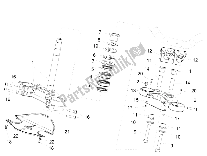 All parts for the Steering of the Aprilia Caponord 1200 Rally 2015