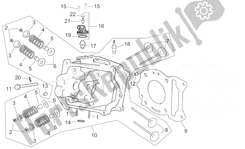 Todas las partes para Cabeza De Cilindro de Aprilia Scarabeo 125 200 E3 ENG Piaggio 2006