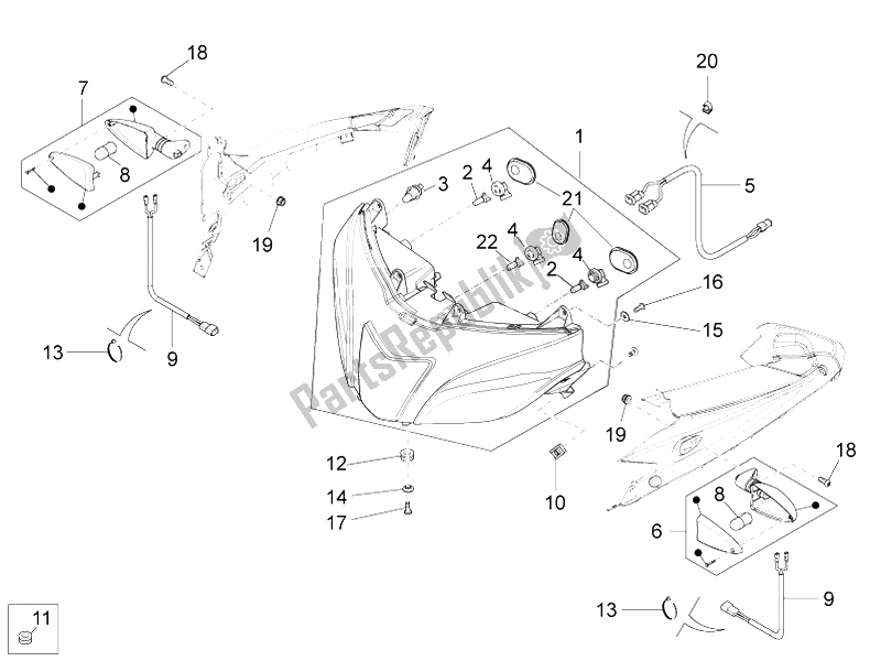 Alle Teile für das Frontscheinwerfer des Aprilia RS4 125 4T 2014