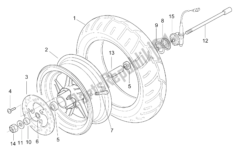 Toutes les pièces pour le Roue Avant du Aprilia SR 50 H2O NEW DI Tech 2004