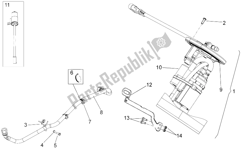 Alle onderdelen voor de Benzine Pomp van de Aprilia Dorsoduro 1200 2010