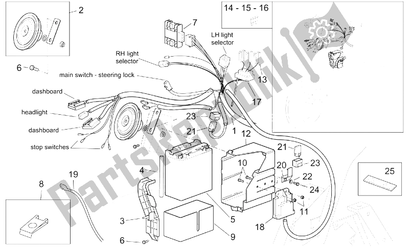 Alle Teile für das Elektrisches System I des Aprilia Scarabeo 125 200 E2 ENG Piaggio 2003