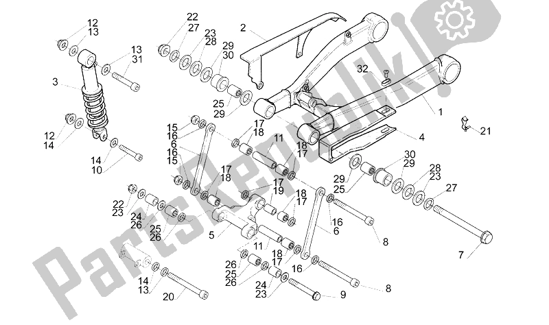 All parts for the Swing Arm of the Aprilia Moto 6 5 650 1995