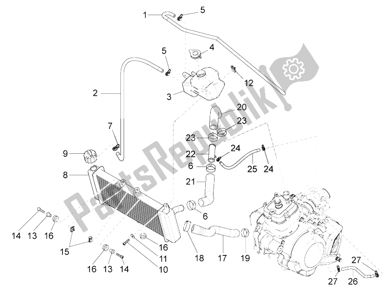 Alle Teile für das Kühlsystem des Aprilia RS4 50 2T 2014