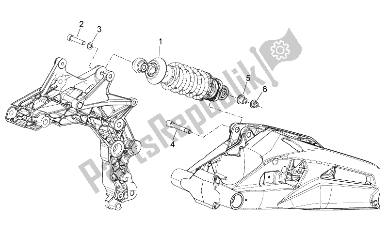 All parts for the Rear Shock Absorber of the Aprilia Shiver 750 PA 2015