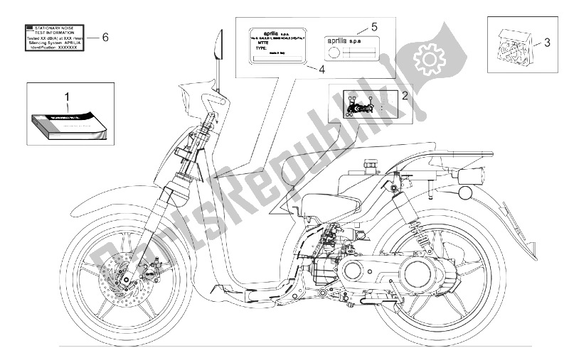 Toutes les pièces pour le Décalcomanies Manuels Et Jeu De Plaques du Aprilia Scarabeo 50 Ditech 2001