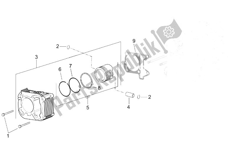 Toutes les pièces pour le Cylindre - Piston du Aprilia Mojito 125 150 2003