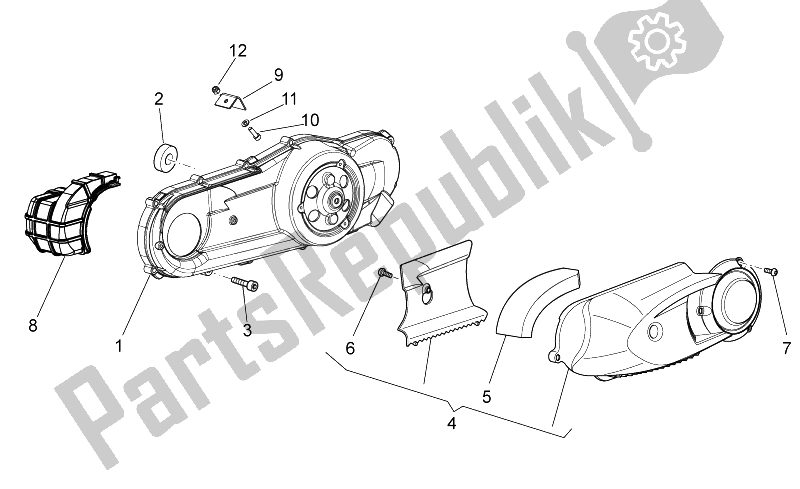 Toutes les pièces pour le Couvercle De Variateur du Aprilia Scarabeo 125 200 I E Light 2011