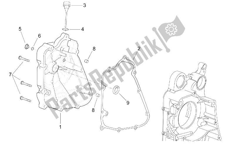 Alle Teile für das Schwungradseitenabdeckung des Aprilia Leonardo 250 ST ENG Yamaha 2001