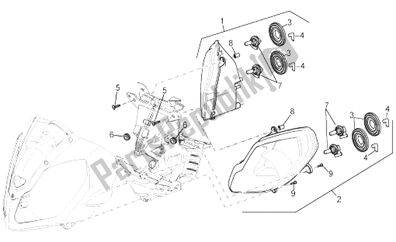 Tutte le parti per il Faro del Aprilia RSV Tuono 1000 2006