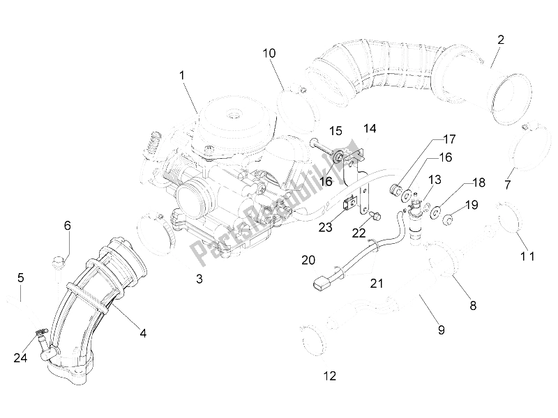 All parts for the Carburettor, Assembly - Union Pipe of the Aprilia SR Motard 50 4T 4V 2013