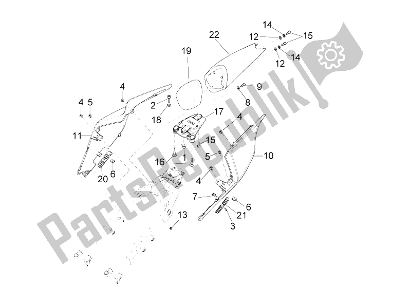 All parts for the Rear Body I of the Aprilia Tuono V4 1100 Factory USA CND 2016