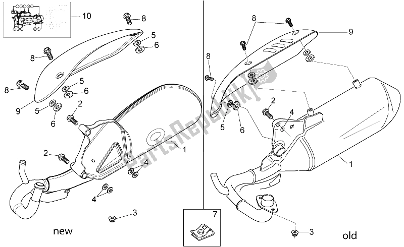 Toutes les pièces pour le Tuyau D'échappement du Aprilia Scarabeo 50 2T E2 ENG Piaggio 2005