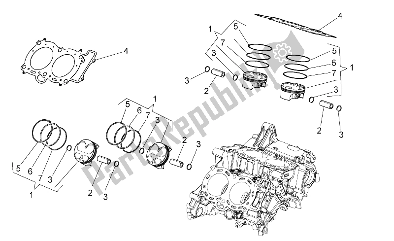 All parts for the Cylinder - Piston of the Aprilia Tuono V4 1100 Factory USA CND 2016