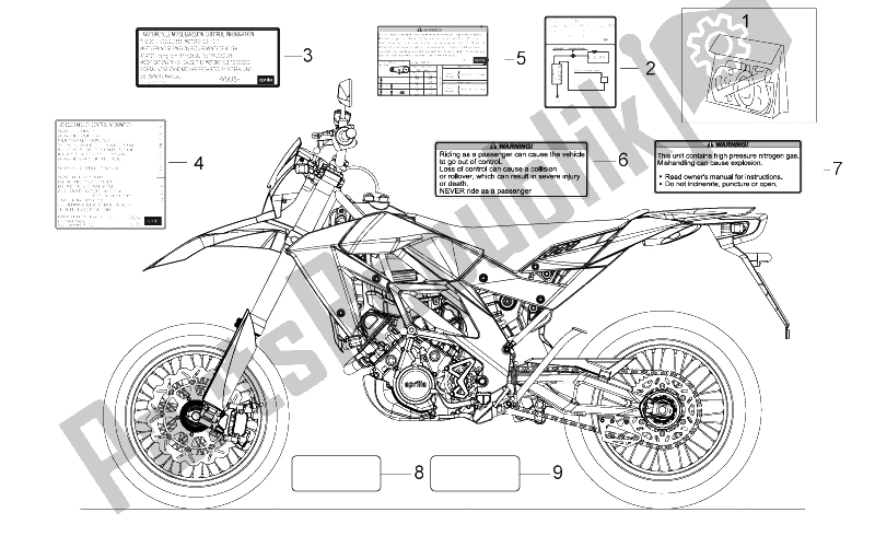 All parts for the Decal of the Aprilia SXV 450 550 Street Legal 2009