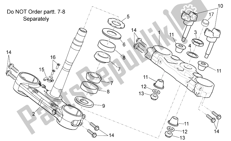 Tutte le parti per il Sterzo I del Aprilia RXV SXV 450 550 VDB Merriman 2008