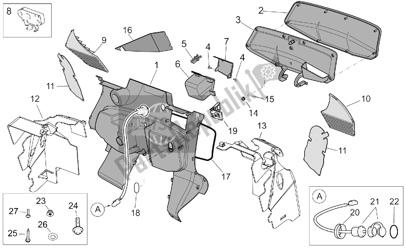 Todas as partes de Corpo Frontal Ii do Aprilia Atlantic 500 2001