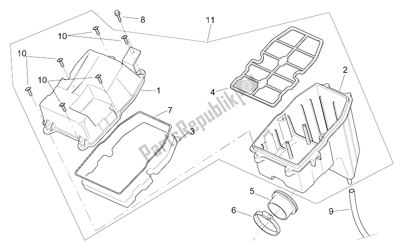 All parts for the Air Box of the Aprilia RS 50 1999