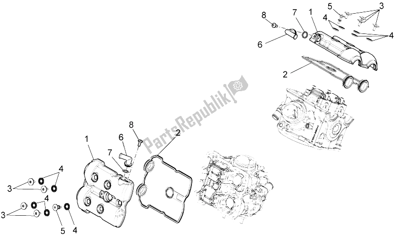 Toutes les pièces pour le Couvercle De Soupape du Aprilia Dorsoduro 1200 2010