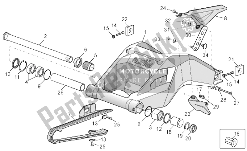 Toutes les pièces pour le Bras Oscillant du Aprilia RSV Tuono 1000 2006