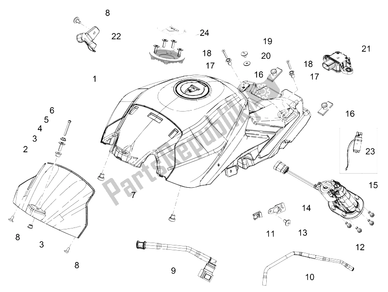 Toutes les pièces pour le Réservoir D'essence du Aprilia Tuono V4 1100 RR 2015