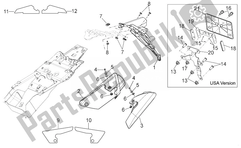 Todas as partes de Corpo Traseiro Iii do Aprilia Shiver 750 USA 2011