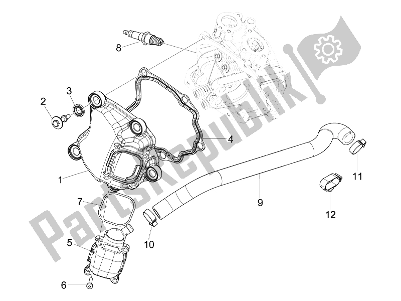 All parts for the Cylinder Head Cover of the Aprilia SR 300 MAX 2011