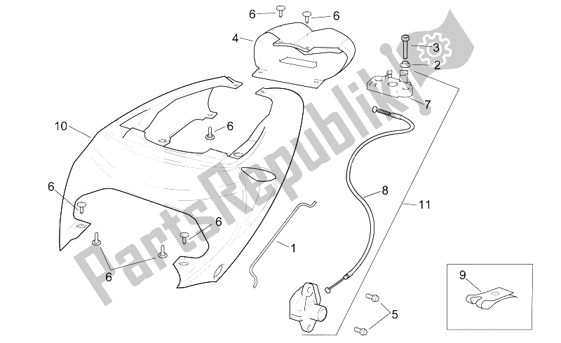 Todas las partes para Cuerpo Trasero - Carenado Trasero de Aprilia RSV Mille 1000 2000