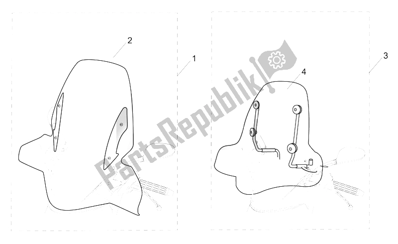 Tutte le parti per il Acc. - Parabrezza del Aprilia SR 50 AIR WWW 1997