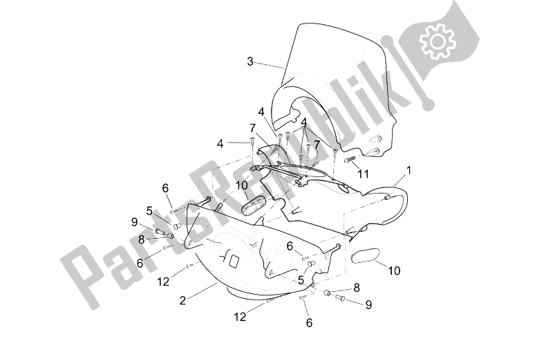 Alle onderdelen voor de Front Body - Voorkuip van de Aprilia Scarabeo 125 250 E2 ENG Piaggio 2004