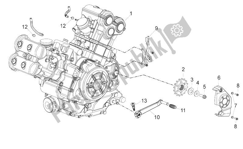All parts for the Engine of the Aprilia Shiver 750 USA 2011