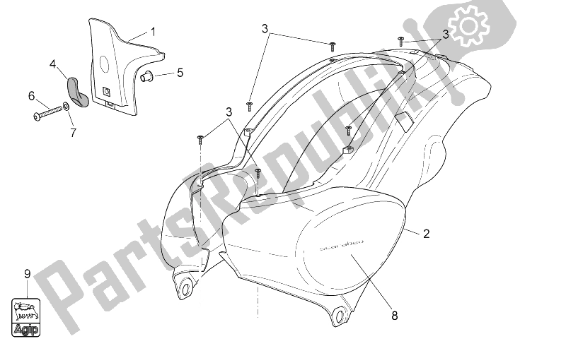 Todas as partes de Corpo Traseiro Eu do Aprilia Scarabeo 50 4T 4V E2 2009