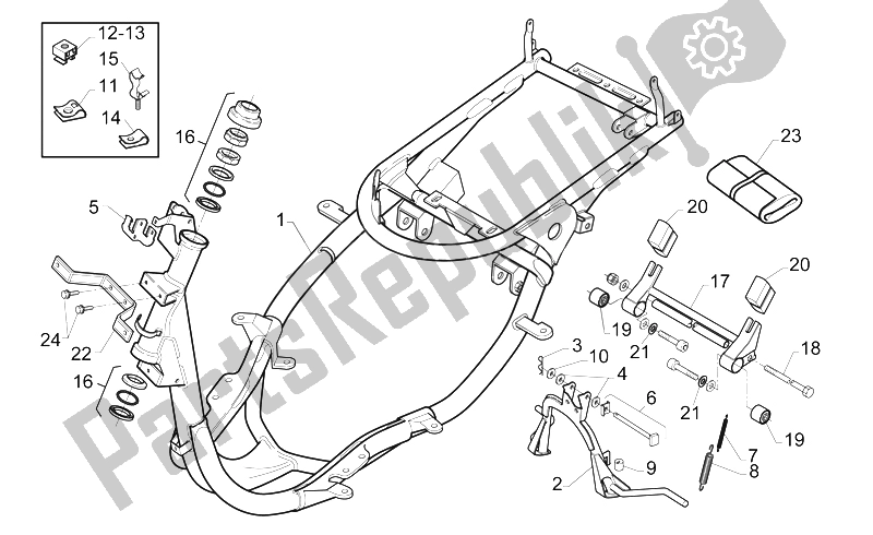 All parts for the Frame of the Aprilia Gulliver 50 H2O 1996