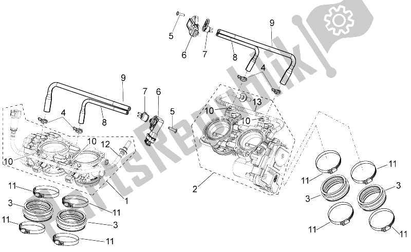 All parts for the Throttle Body of the Aprilia RSV4 RR USA 1000 2016
