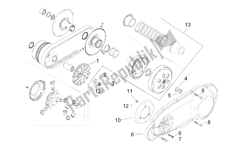 Todas as partes de Variador De Velocidade Com Embreagem do Aprilia Leonardo 125 150 1996