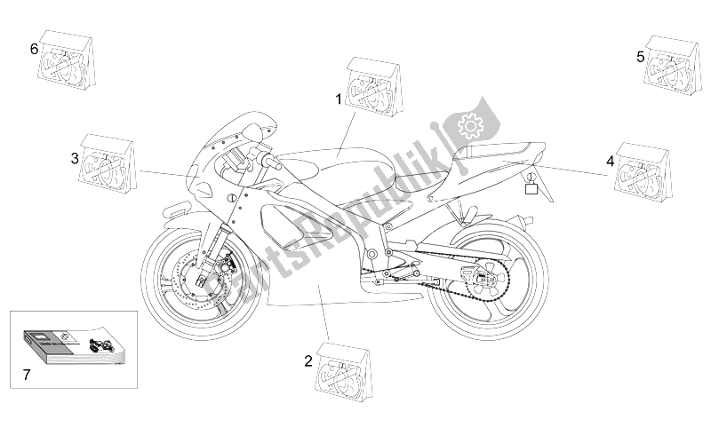 Alle onderdelen voor de Sticker En Gebruikershandleiding van de Aprilia RS 50 1996