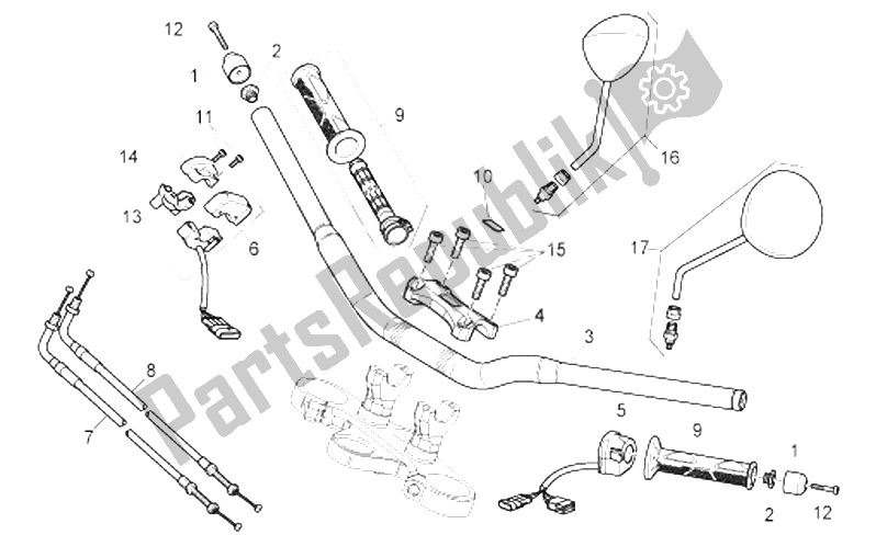 All parts for the Handlebar - Controls of the Aprilia RSV Tuono 1000 2006