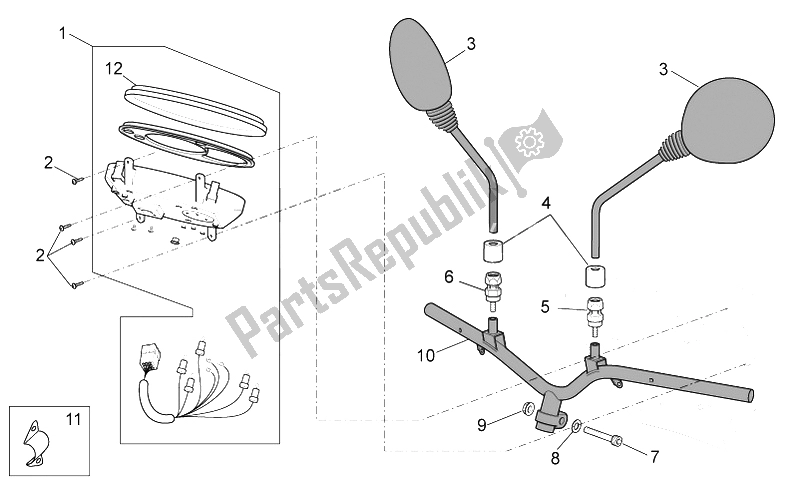 All parts for the Handlebar - Dashboard of the Aprilia Scarabeo 50 4T 4V NET 2010