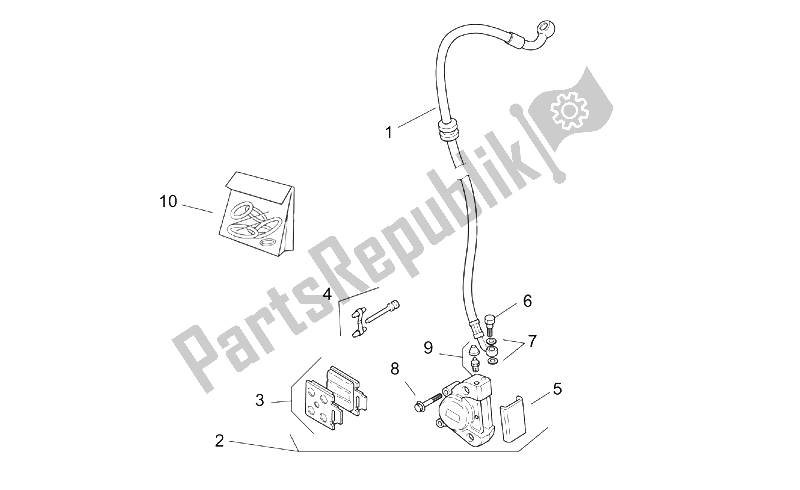 All parts for the Front Brake Caliper of the Aprilia SR 50 H2O Ditech Carb 2000