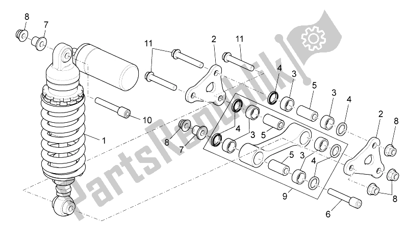 Alle onderdelen voor de Schokdemper Achter van de Aprilia Tuono 1000 V4 R Aprc ABS 2014