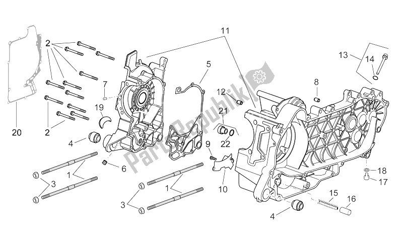 Tutte le parti per il Carter del Aprilia Scarabeo 300 Light E3 2009